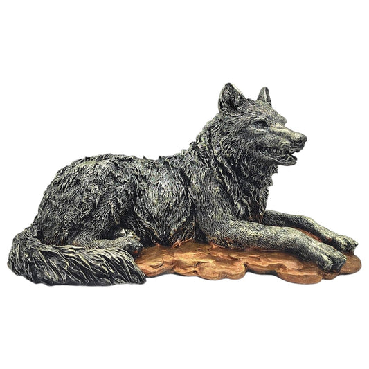 Escultura De Lobo Echado 16cm