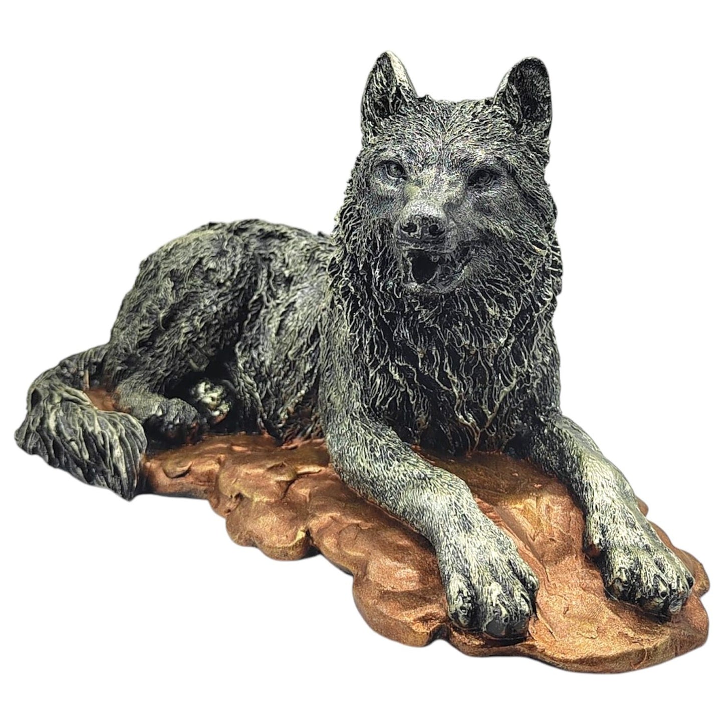 Escultura De Lobo Echado 16cm