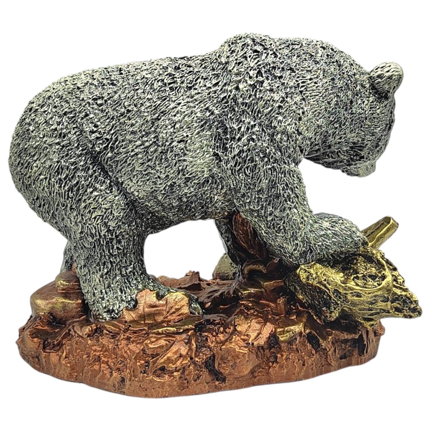 Escultura De Oso Sobre Tronco 17cm