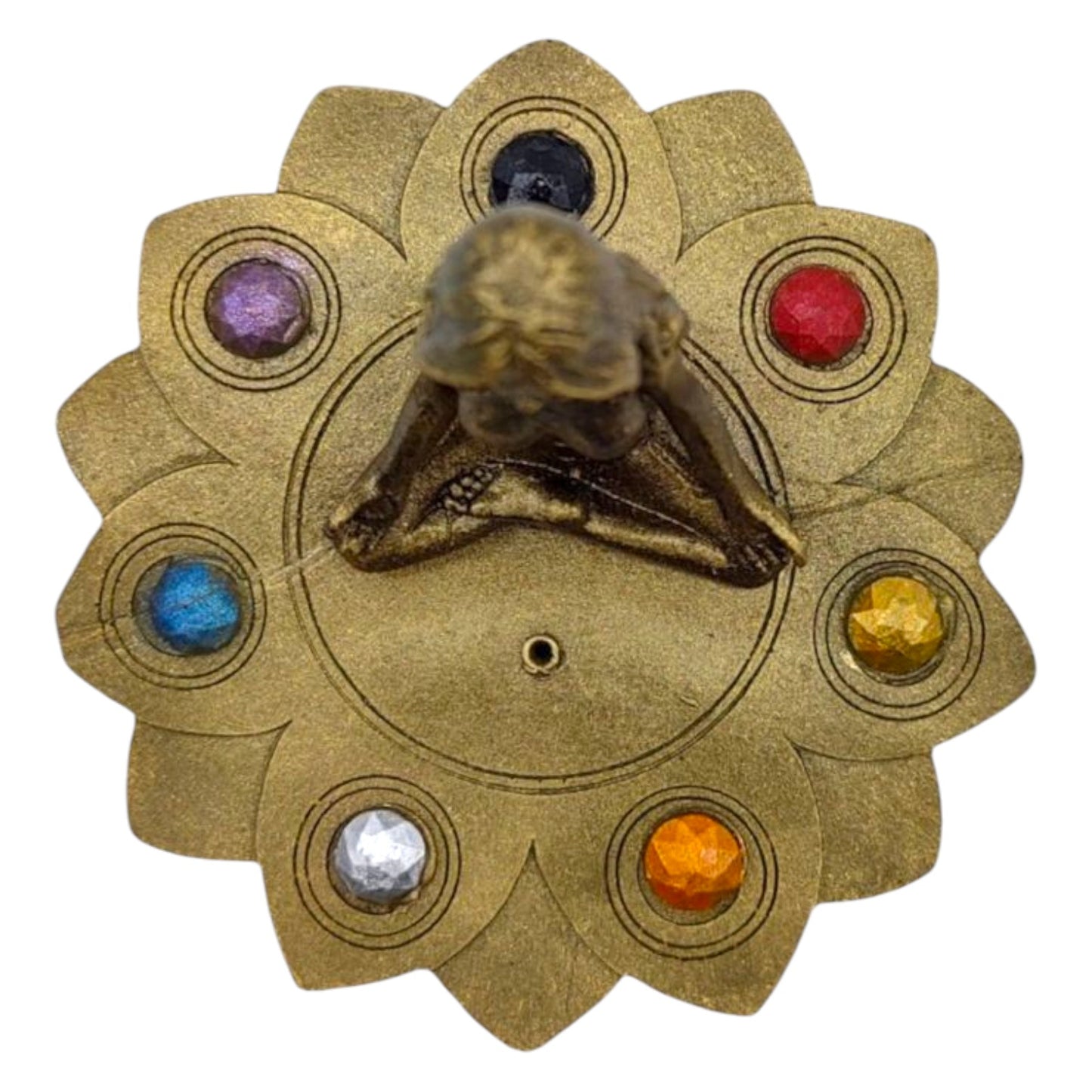 Mujer Flor De Loto Porta Incienso 7 Chakras 12cm