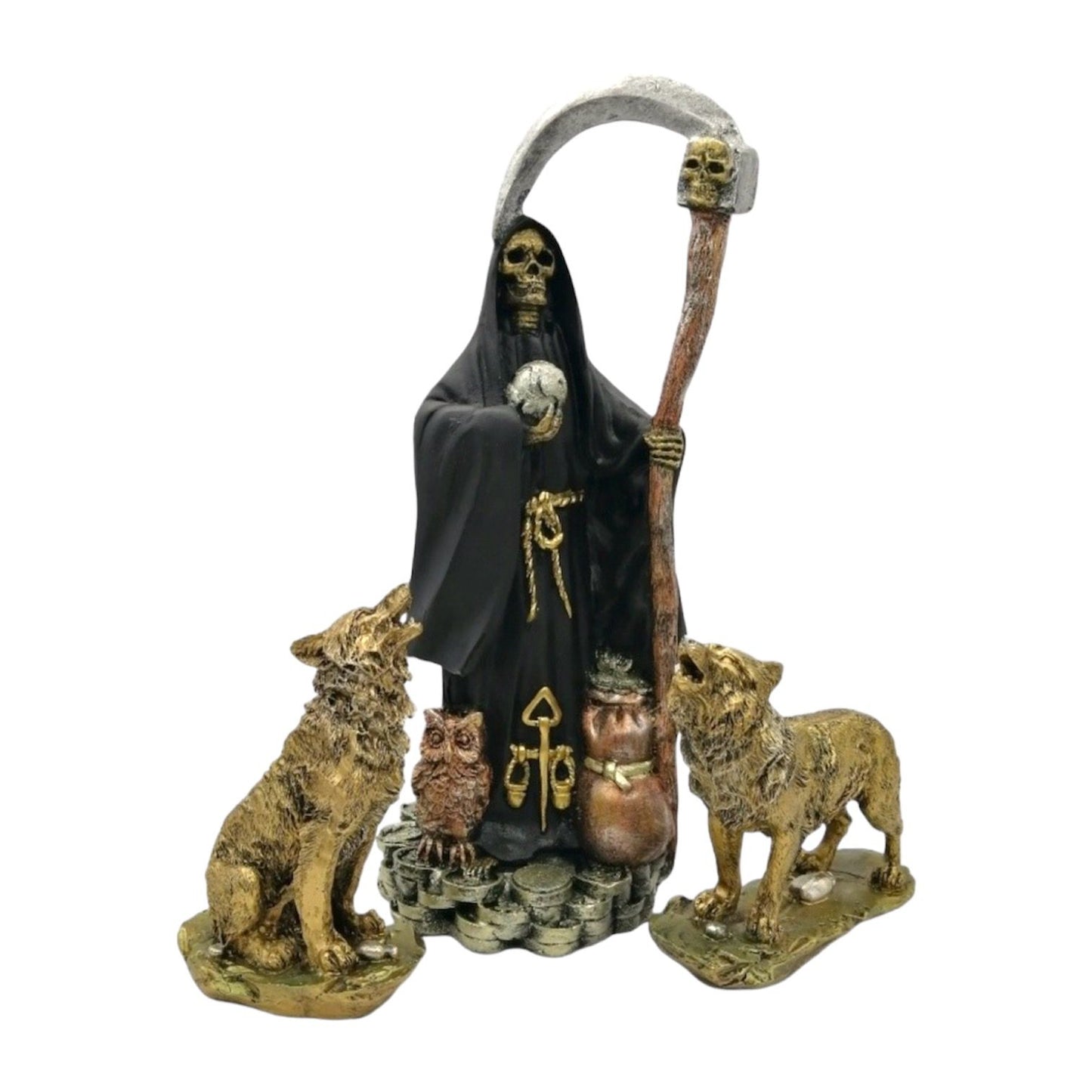 Paquete De 1 Santa Muerte 30cm Y Sus 2 Perros 15cm