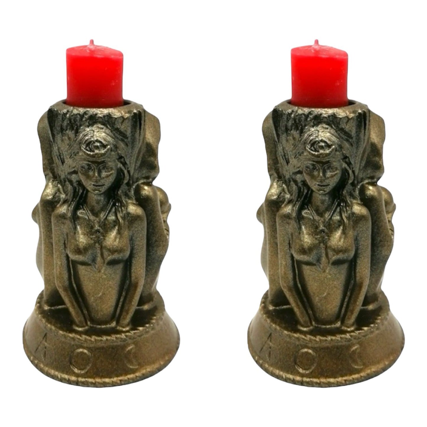 SET OF 2 TRIPLE GODDESS HECATE CANDLE HOLDERS