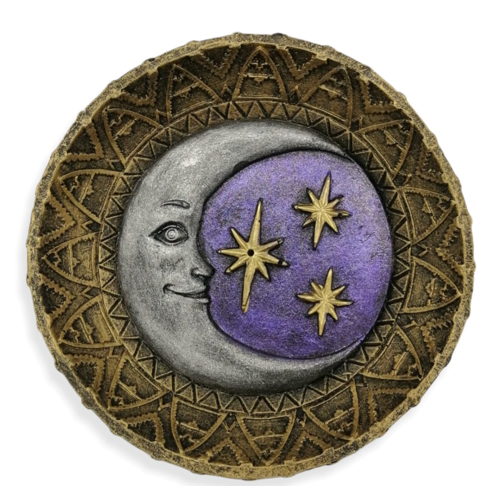 INCENSE HOLDER PLATE WITH MOON OF THE GODDESS HECATE 13CM