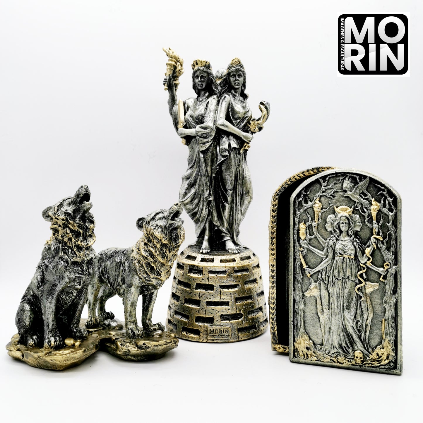 TRIPLE HECATE GODDESS PACKAGE 27CM, JEWELRY BOX AND 2 DOGS 15CM AND