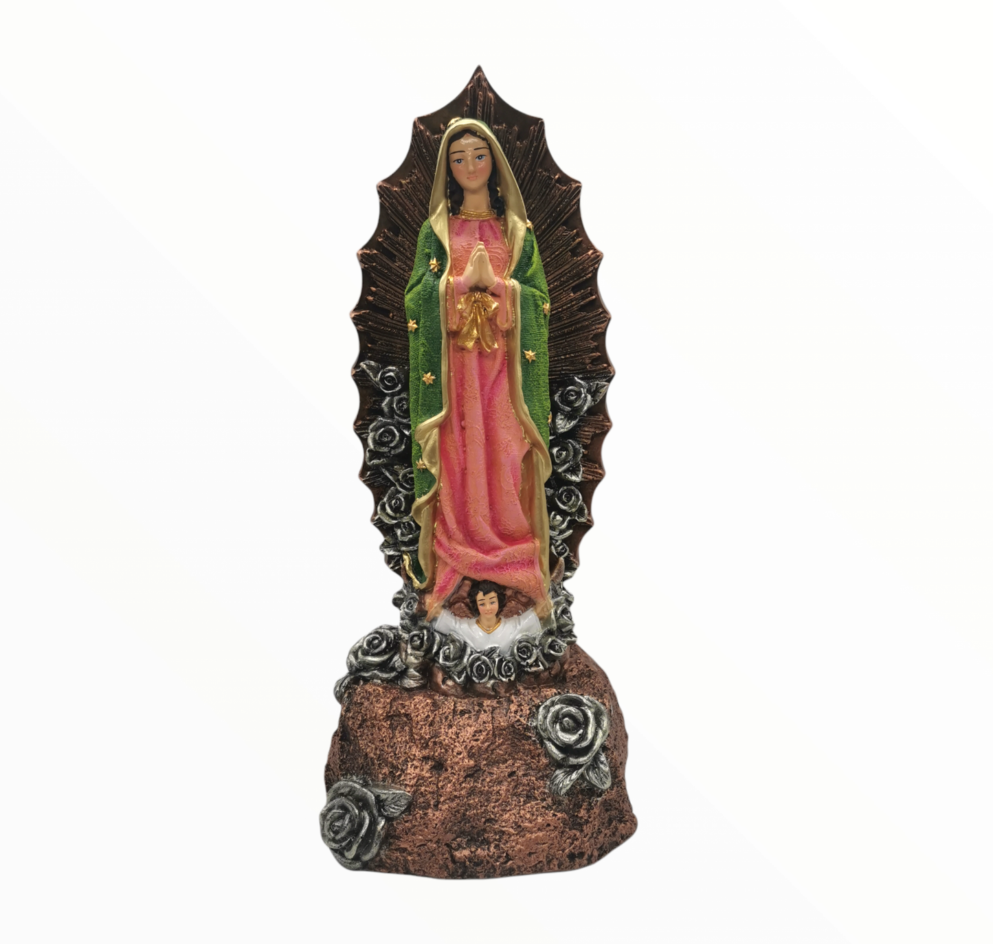 VIRGIN OF GUADALUPE STONE BASE 36CM